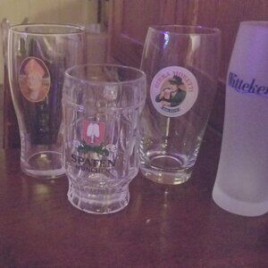 EUROPEAN BEER GLASSES, SET OF 5